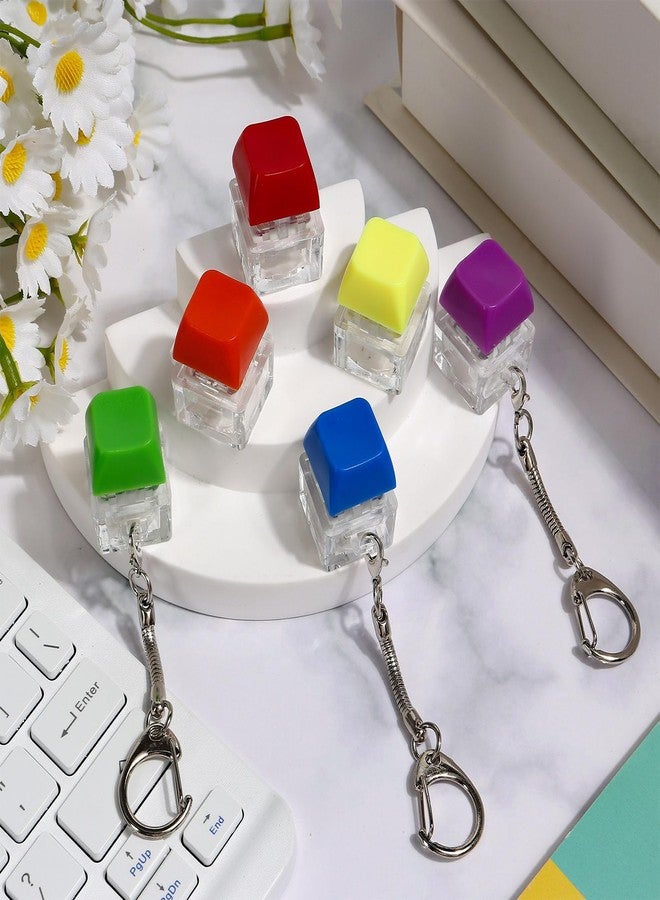 DEARIDAP 6 PCS Keyboard Fidget, Keyboard Clicker Keychain, Push Bubble Sensory Fidget for Adults to Relief Pass Time (Red, Blue, Purple, Green, Orange, Yellow) - Image 3